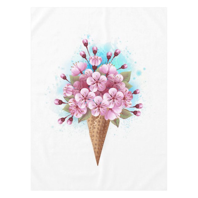 Rosa Sakura Ice Waffel Tischdecke (Vorderseite)