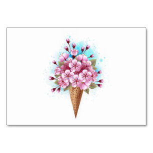 Rosa Sakura Ice Waffel Tischnummer