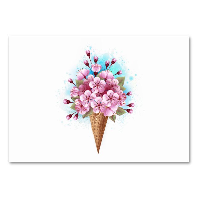 Rosa Sakura Ice Waffel Tischnummer (Vorderseite)