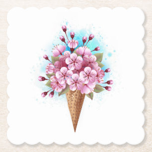 Rosa Sakura Ice Waffel Untersetzer