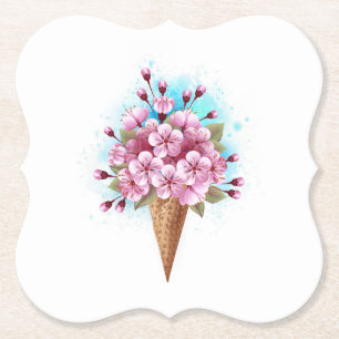 Rosa Sakura Ice Waffel Untersetzer
