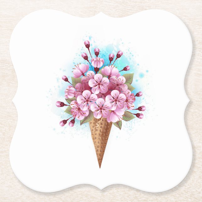 Rosa Sakura Ice Waffel Untersetzer (Vorderseite)