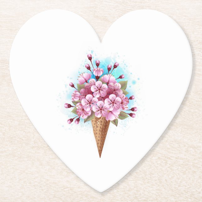 Rosa Sakura Ice Waffel Untersetzer (Vorderseite)