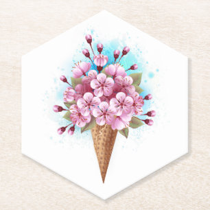 Rosa Sakura Ice Waffel Untersetzer