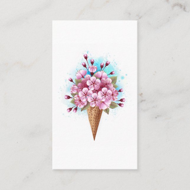 Rosa Sakura Ice Waffel Visitenkarte (Vorderseite)