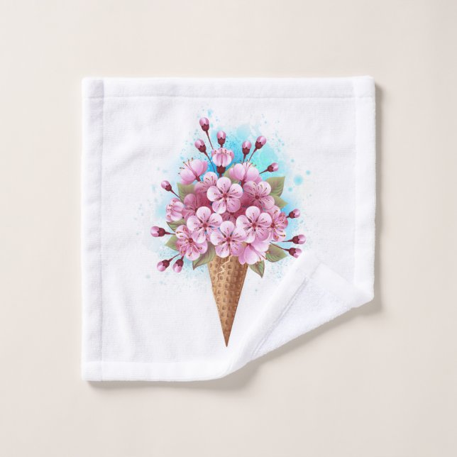 Rosa Sakura Ice Waffel Waschlappen (Waschlappen)