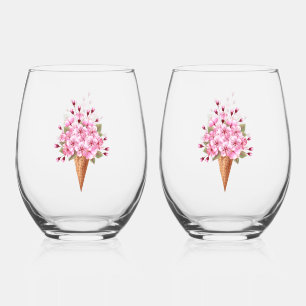 Rosa Sakura Ice Waffel Weinglas Ohne Stiel