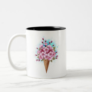 Rosa Sakura Ice Waffel Zweifarbige Tasse