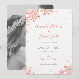 Rosa Sakura Japanisch Kirschblüten Save the Date Einladung