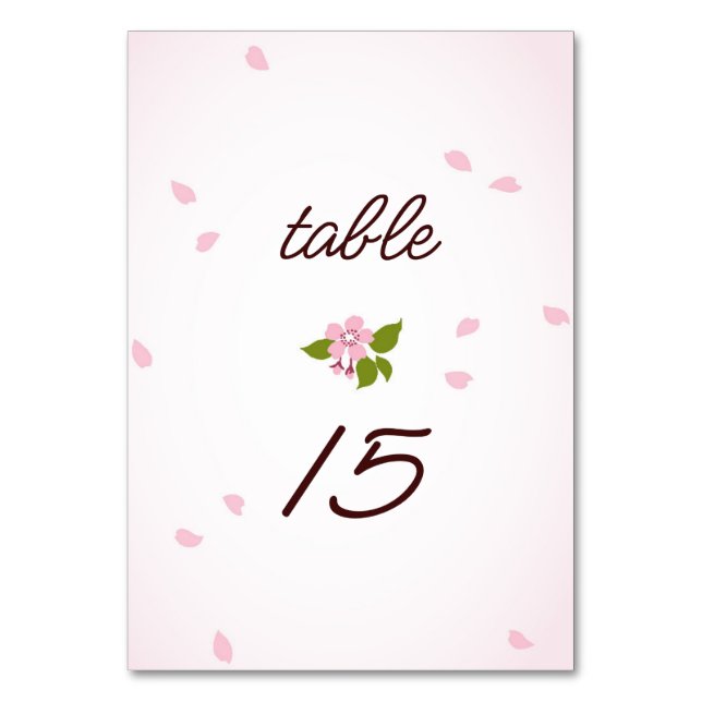 Rosa Sakura japanische Kirschblüten Hochzeit Tischnummer (Vorderseite)