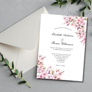 Rosa Sakura Kirschblüten Florale elegante Hochzeit Einladung