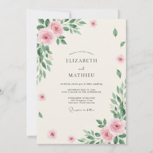Rosa Salbei-Laub-Eukalyptus-Hochzeit Einladung