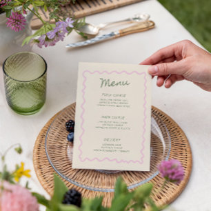 Rosa Salbei Whimsical Handschrift-Menü Menükarte