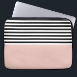 Rosa Salz mit schwarzen und weißen Streifen Laptopschutzhülle<br><div class="desc">Rosa Salz mit schwarzen und weißen Streifen</div>
