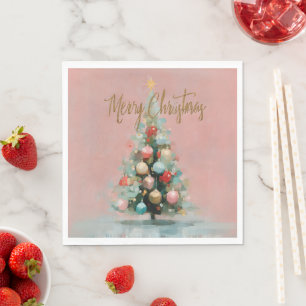 Rosa Samt-Weihnachtsbaum-Papier-Servietten Serviette