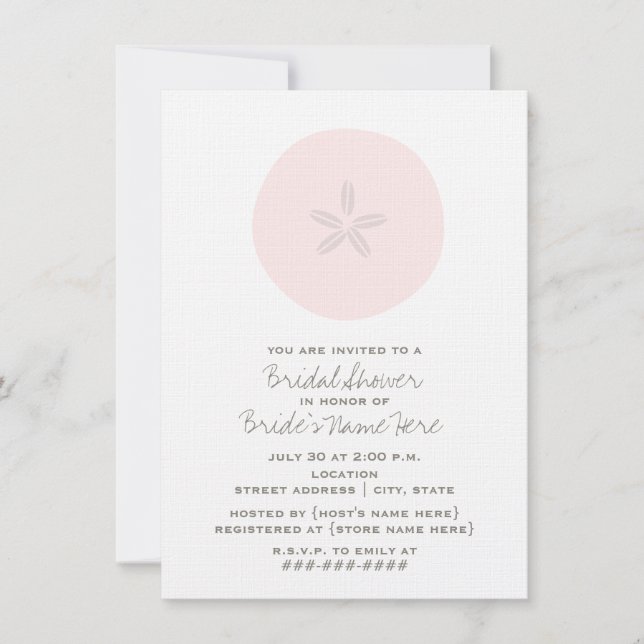 Rosa Sand Dollar Bridal Dusche Einladung (Vorderseite)