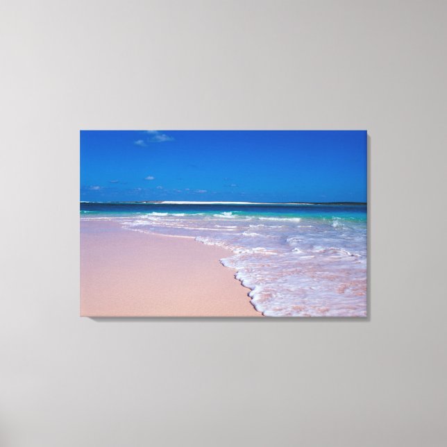 Rosa Sandstrand an der Bucht von Conch, Cat Island Leinwanddruck (Vorderseite)