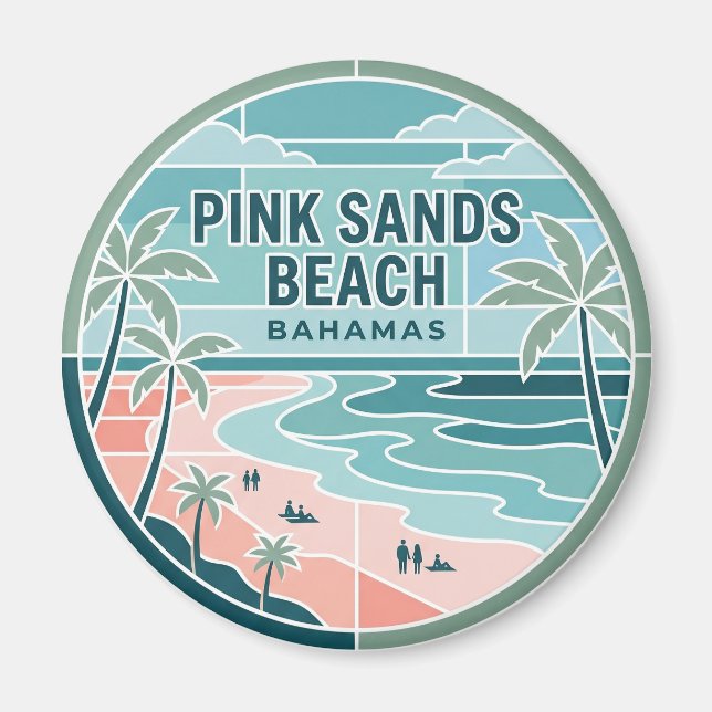 Rosa Sandstrand Bahamas Magnet (Vorne)