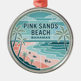 Rosa Sandstrand Bahamas Ornament Aus Metall