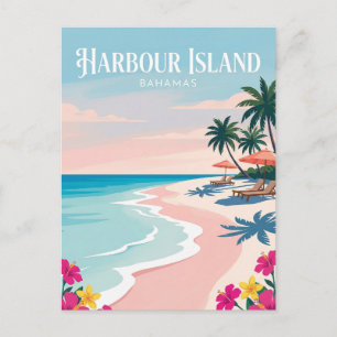 Rosa Sandstrand Bahamas Postkarte