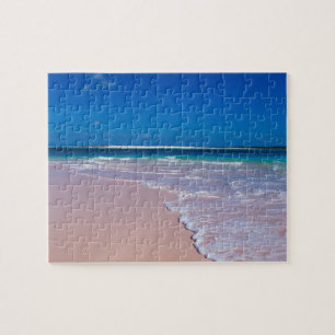 Rosa Sandstrand in der Conch Bay, Cat Island,