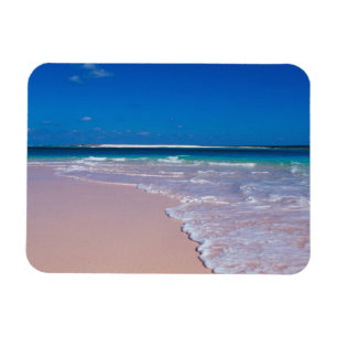 Rosa Sandstrand in der Conch Bay, Cat Island, Magnet