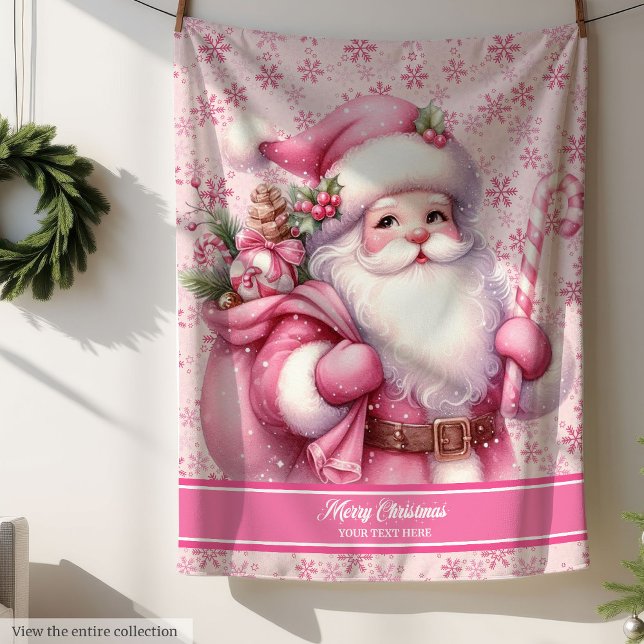 Rosa Santa Blanket Giro del Malcantone Personalisi Sherpadecke (Pink Santa Blanket Girls Personalized Holiday Cozy)