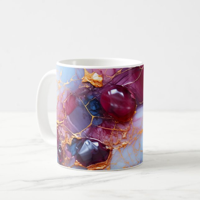 Rosa- & Saphir-Marmor mit Goldadern Kaffeetasse (Vorderseite Links)