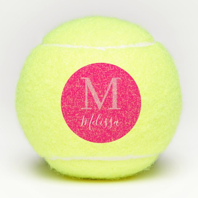 Rosa Sassy Elegant Modernes Monogramm Tennisbälle (Vorderseite)