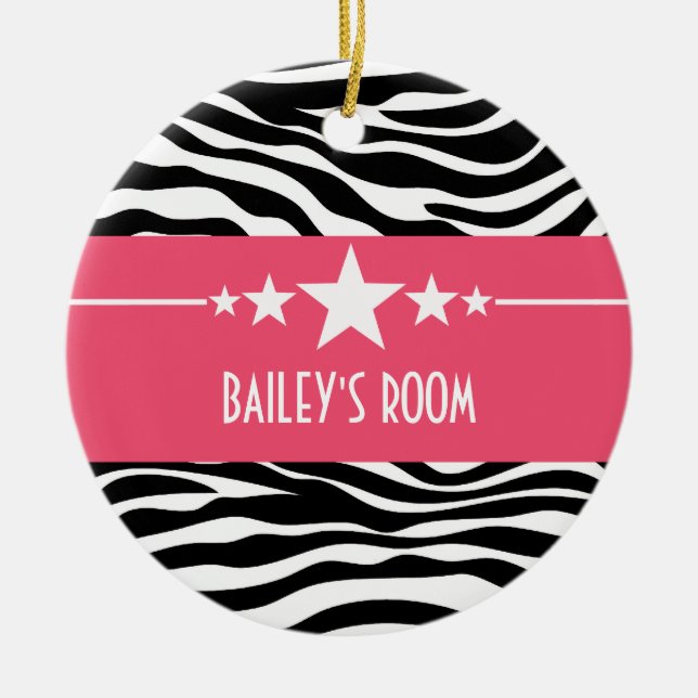 Rosa Sassy Star Zebra Ornament (Vorne)