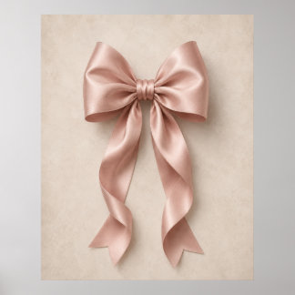 Rosa Satin-Schleifen-Wandkunst | Coquette Feminine Poster