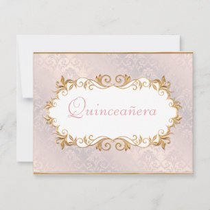 Rosa Satin und Gold, Quinceanera Einladung