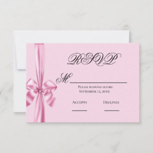Rosa Satinband Einfache Hochzeits-RSVP RSVP Karte