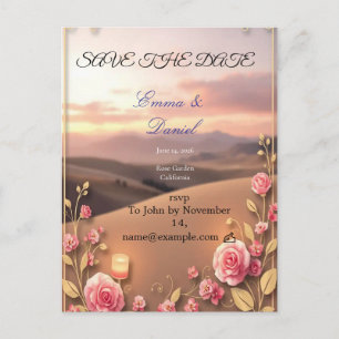 Rosa Save-the-Date-Ankündigungs-Postkarte Ankündigungspostkarte