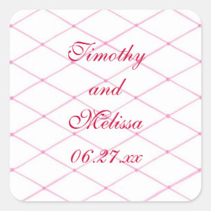 Rosa Save the Date Aufkleber, gequiltete RisenKreu Quadratischer Aufkleber
