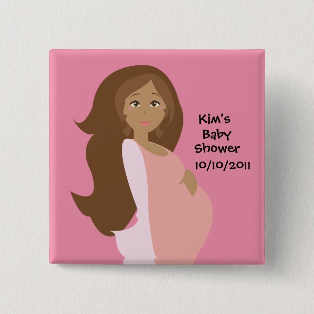 Rosa-Save the Date Baby-Dusche - personalisiert Button (Vorderseite)