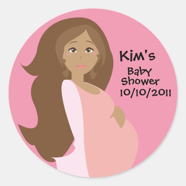 Rosa Save the Date Babydusche Rundkleber Runder Aufkleber (Vorderseite)