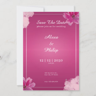 Rosa Save the Date Hochzeit Elegante Moderne Einladung