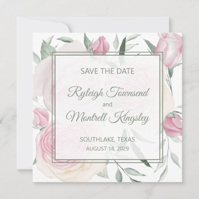 Rosa Save-the-Date-Karte Save The Date (Vorderseite)