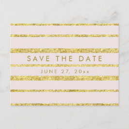 Rosa Save the Date Postkarte mit goldenem Foil-Eff