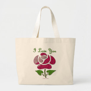 Rosa Schablone Pink I Love You Jumbo Stoffbeutel