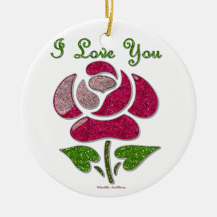 Rosa Schablone Pink I Love You Keramik Ornament