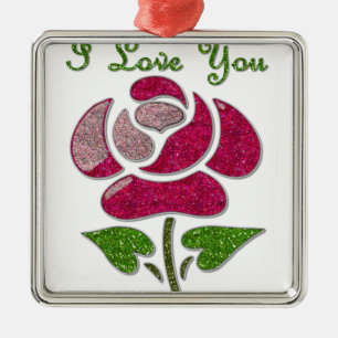 Rosa Schablone Pink I Love You Silbernes Ornament