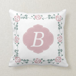Rosa Schablone-Rosen und Monogramm-Kissen Kissen