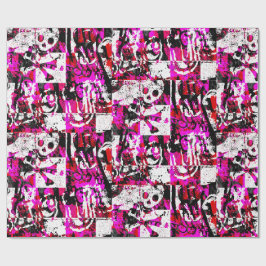 Rosa Schachbrett Graffiti Wrapping Paper Geschenkpapier
