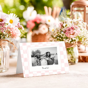 Rosa Schachbrett Personalisiertes Foto Dankeskarte