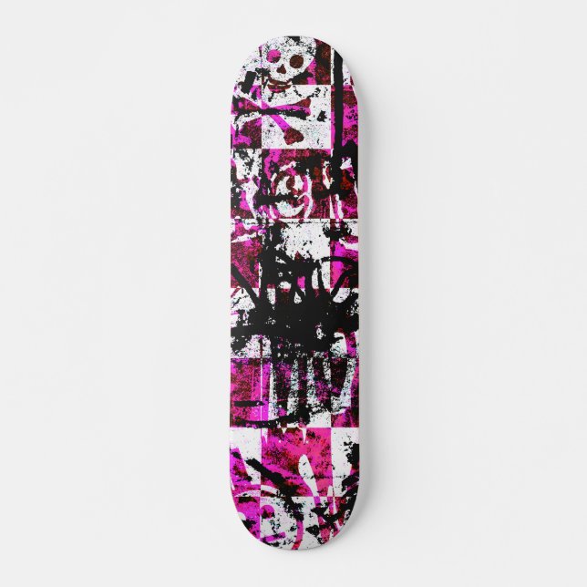 Rosa Schachbretter Skateboard (Vorne)