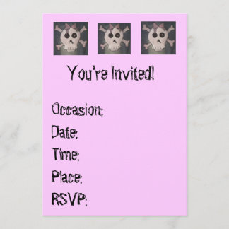 Rosa Schädel-Einladungen Geburtstag oder Einladung