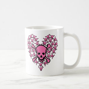 Rosa Schädel in der Herz-Form Kaffeetasse