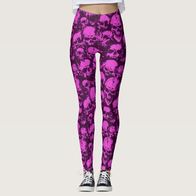 Rosa Schädel-Leggings Leggings (Vorderseite)